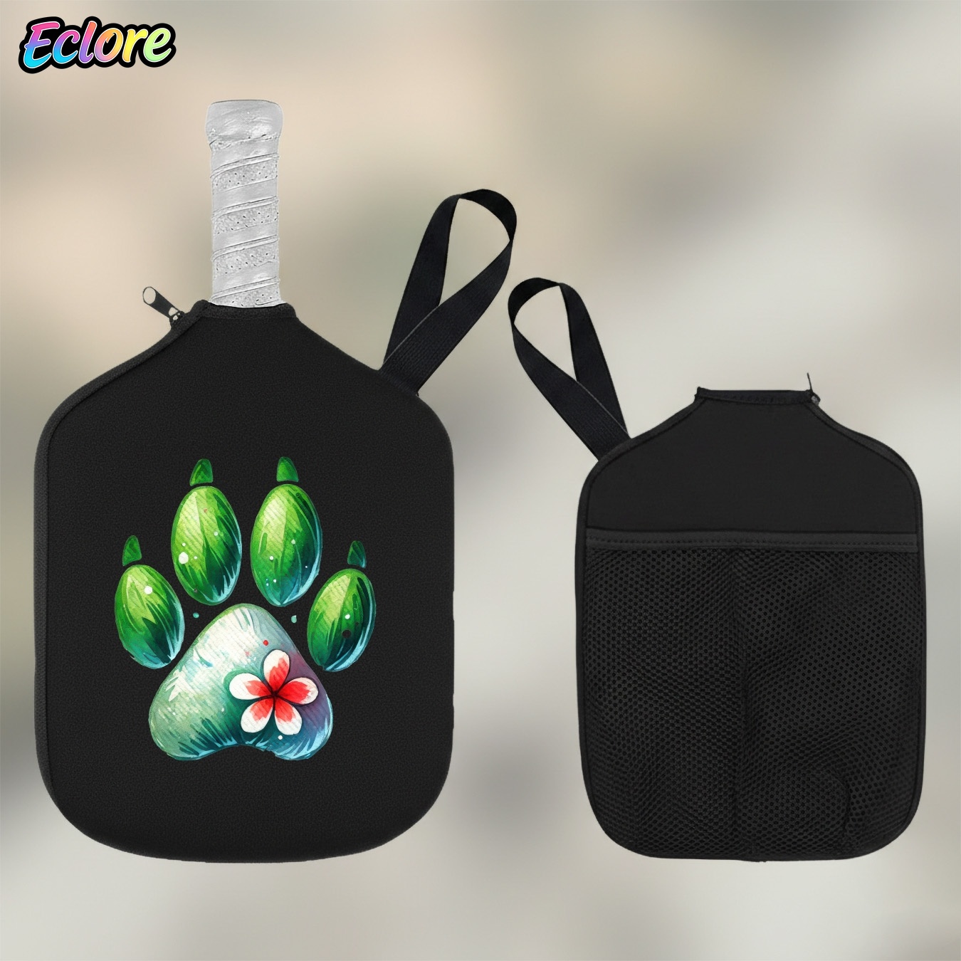 Green Watercolor Paw Print Pad - Racket Cover Bag ulasan dan harga